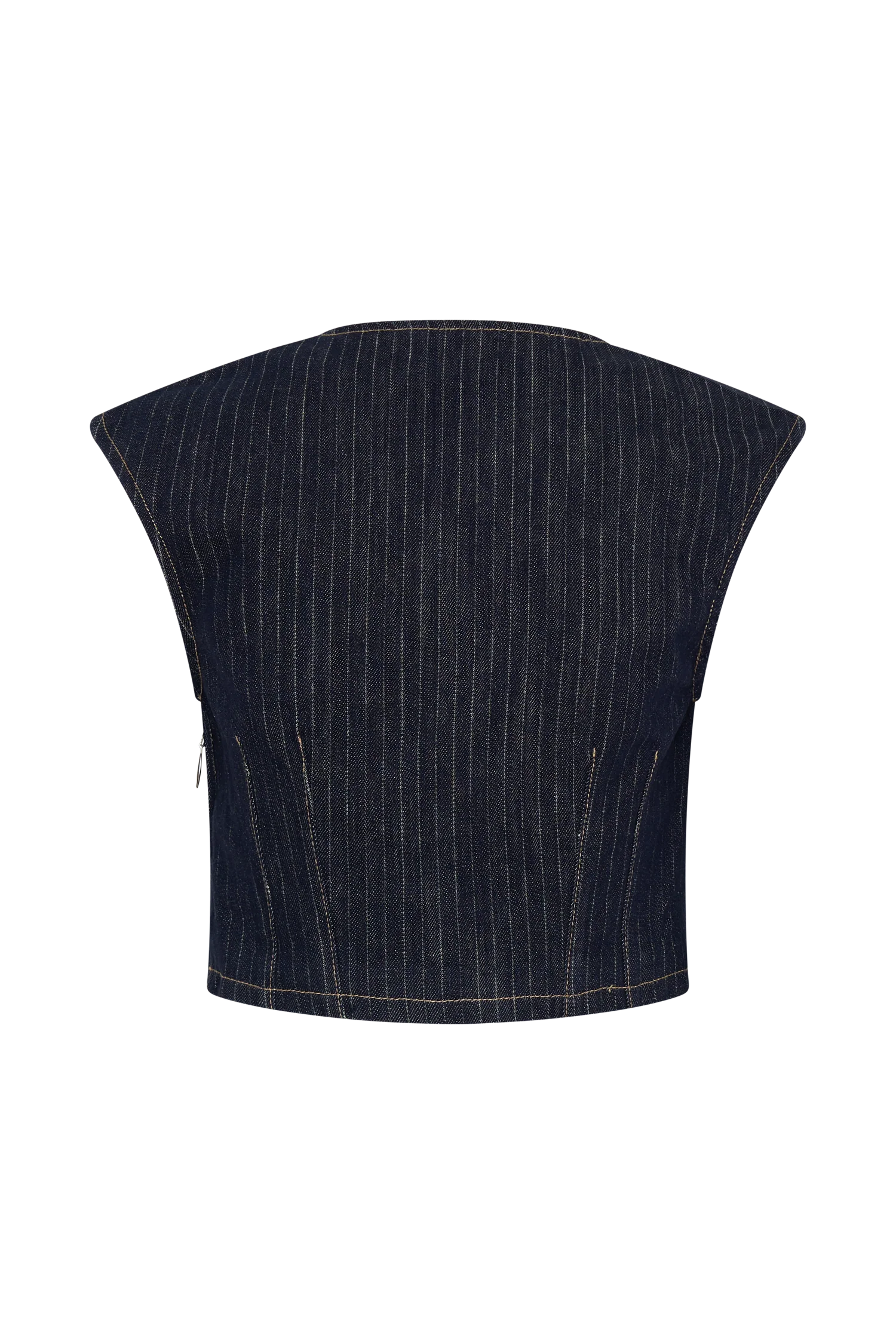 Loraine Sleeveless Denim Top Indigo Pinstripe