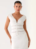 Ruann Lace Trim Top White