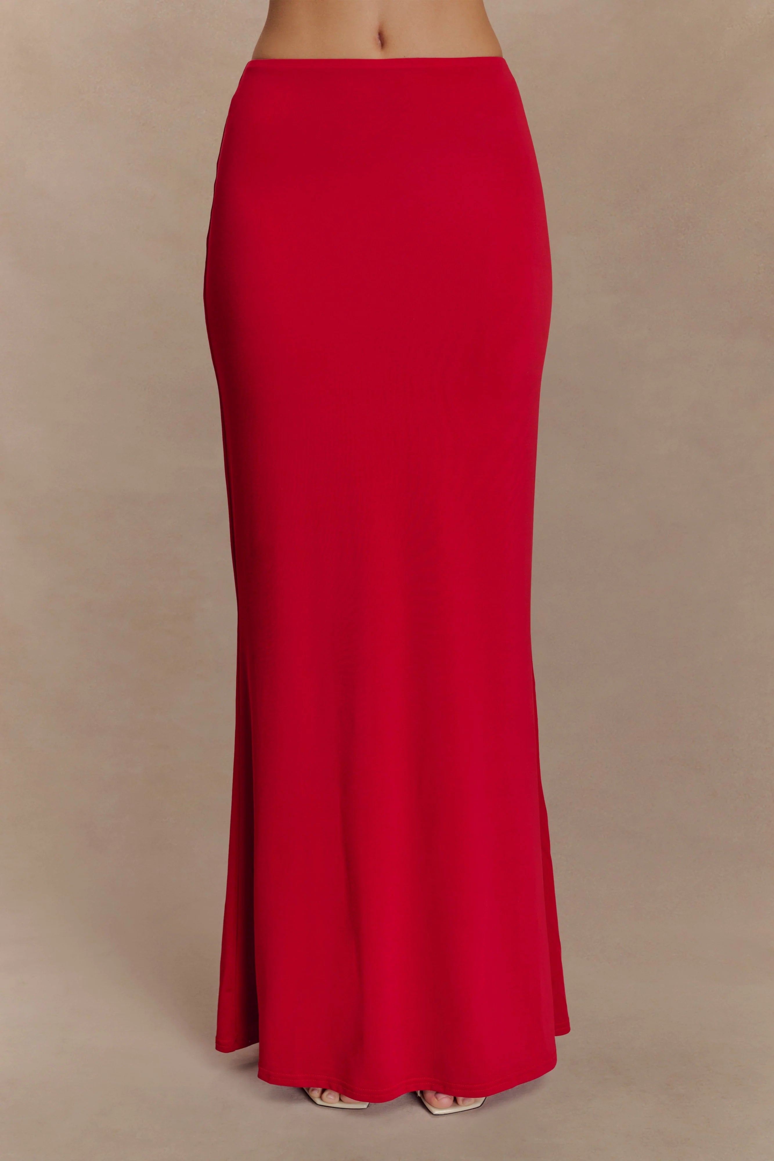 Bruna Slinky Fishtail Maxi Skirt Red