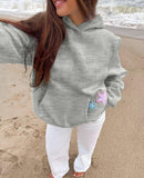 Women Cute Hoodies Oversized Y2k Star Patch Fleece Sweatshirt Pastel Hoodie for Teen Girls