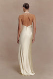 Esther Iridescent Satin Cowl Maxi Dress Lemon Sorbet