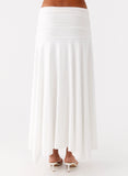Liana Ruched Maxi Skirt White