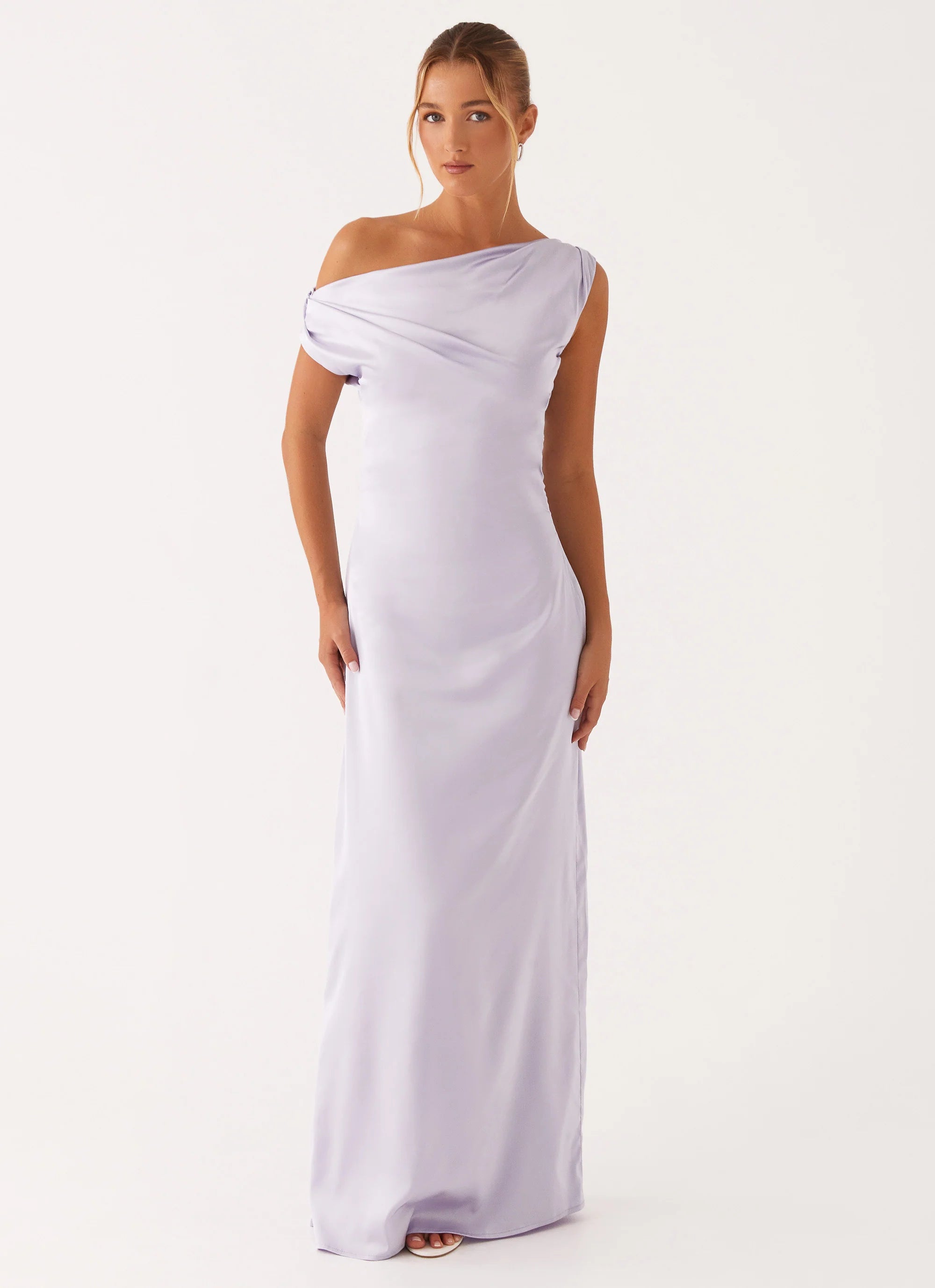 Heart Of Glass Satin Maxi Dress Lilac