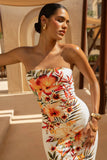 Coral Cove White Floral Print Bandeau Maxi Dress