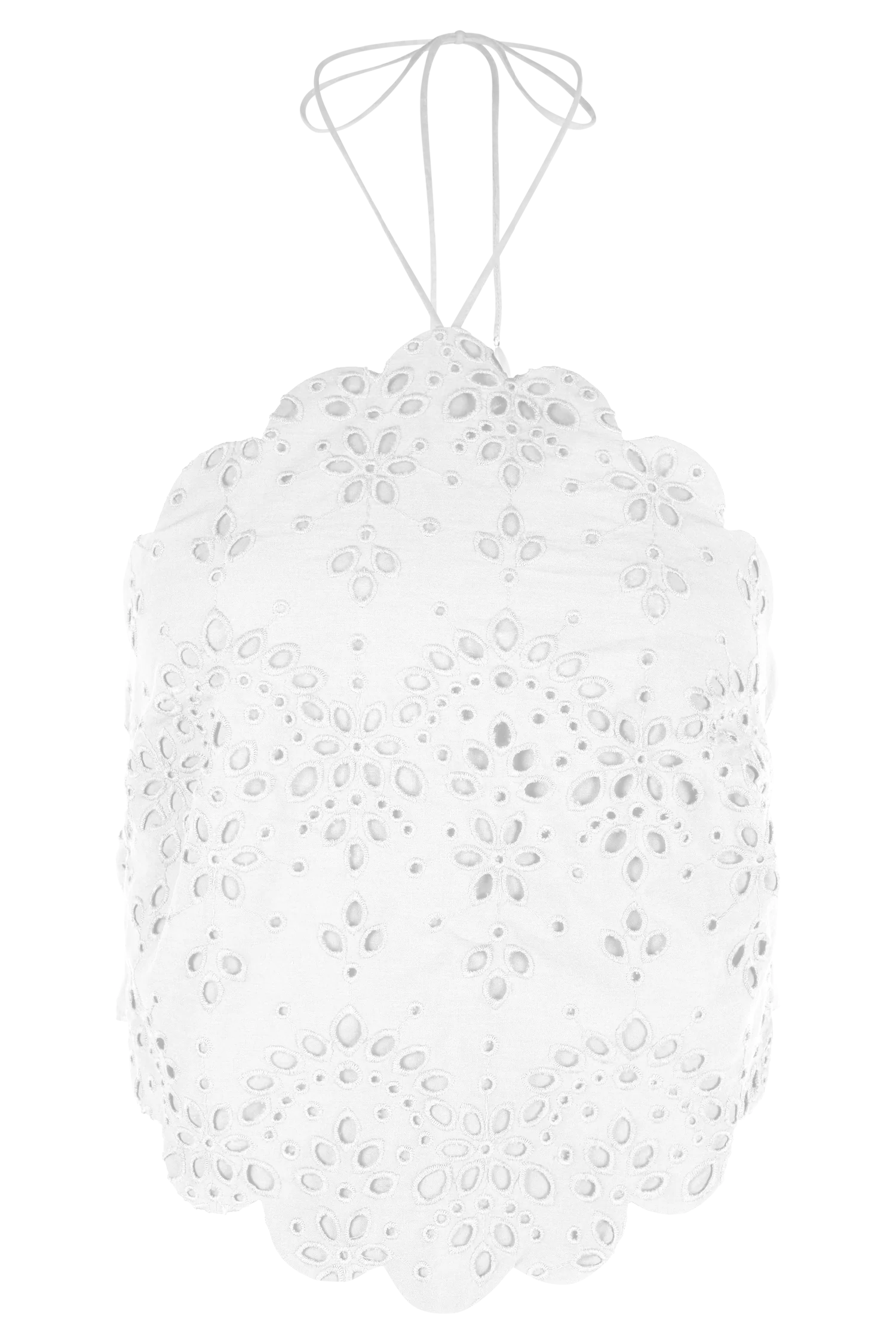 Kensley Broderie Halter Top White