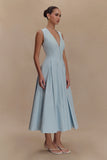 Keely Cotton Sleeveless Midi Dress Sky Blue