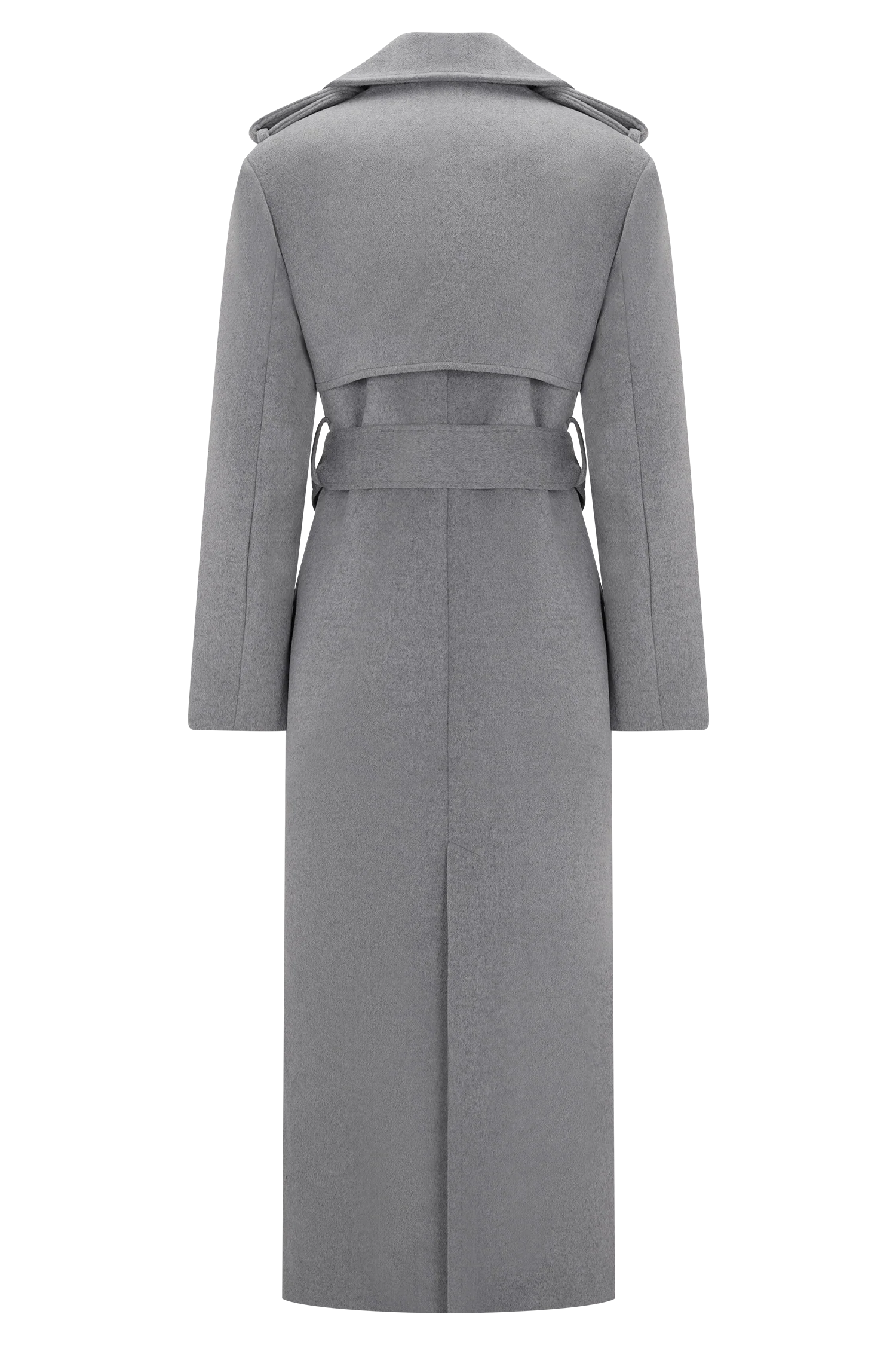 Levi Long Trench Wool Coat Grey Marle