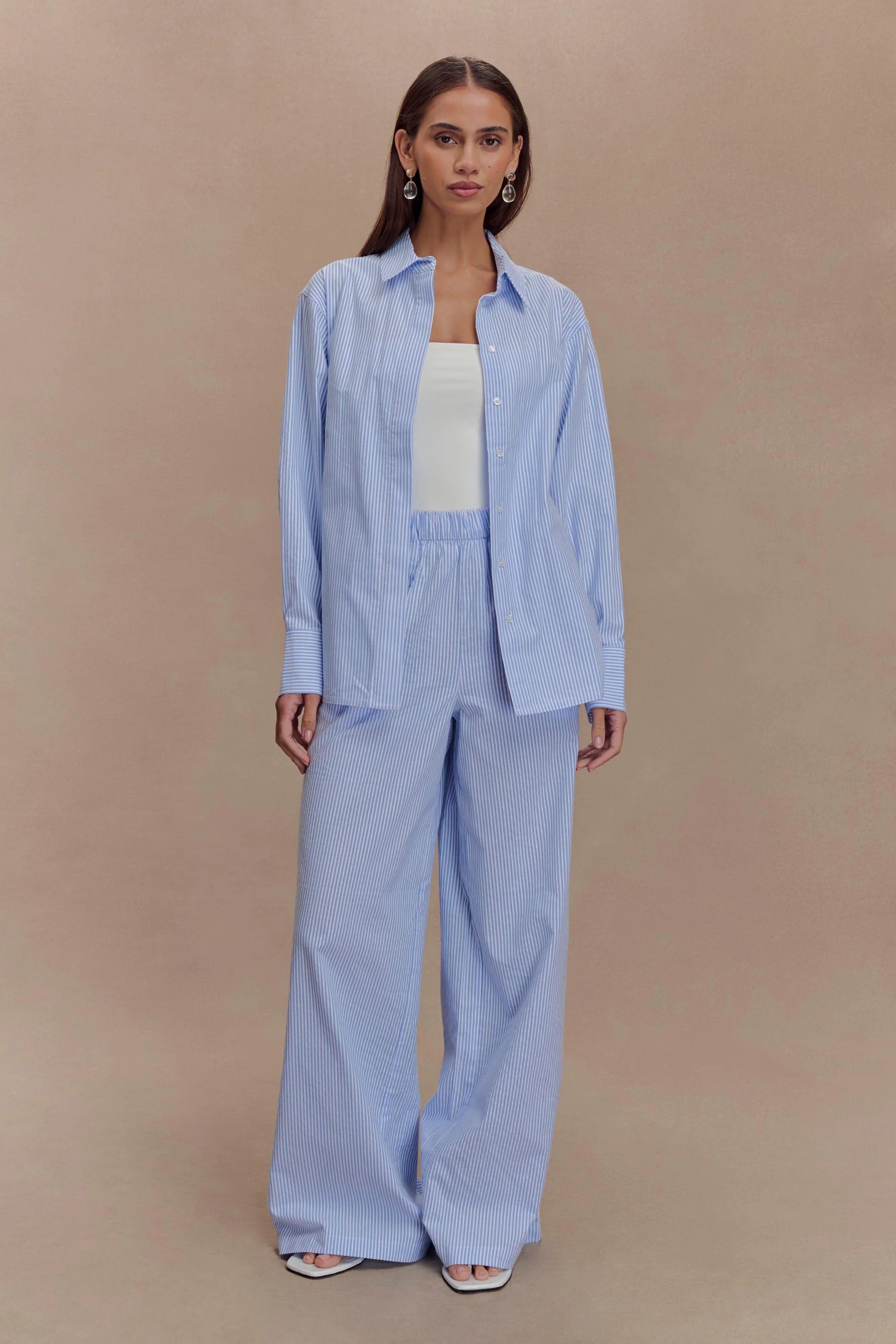 Hansen Oversized Shirt Blue Pinstripe