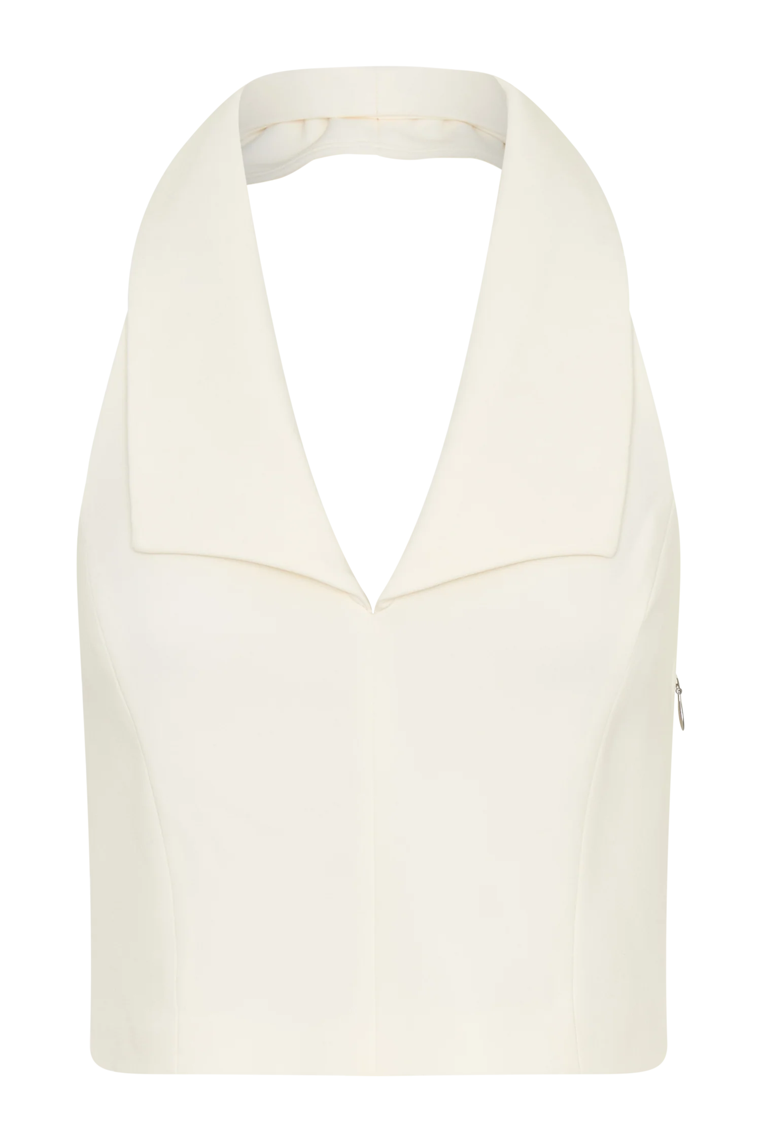 Calla Collared Sleeveless Halter Top Ivory