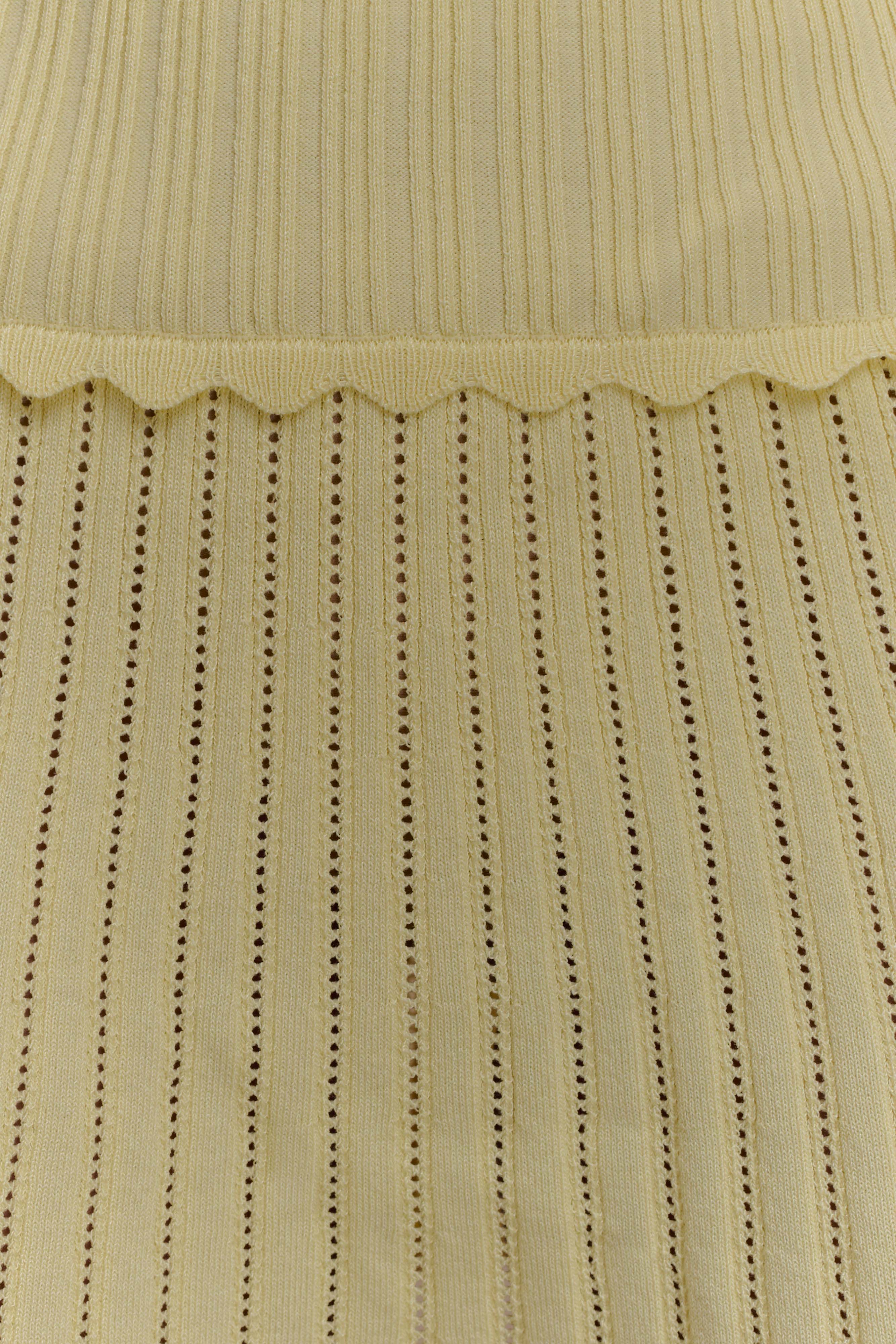 Indy Pointelle Knit Mini Skirt Lemon