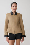 Solange Zip Up Collared Jacket Natural