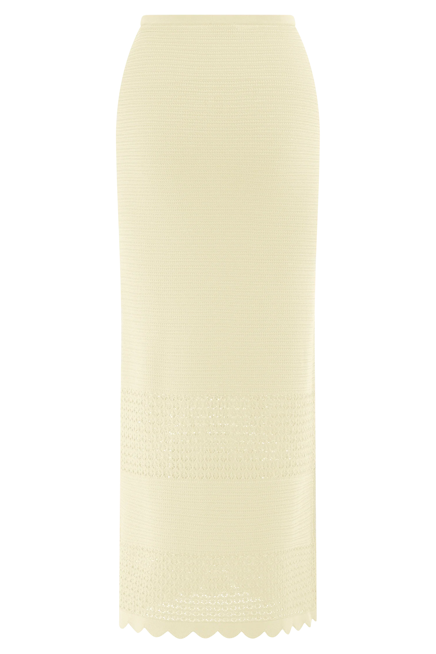 Madeline Scallop Knit Midi Skirt Ivory