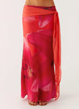 Raya Maxi Skirt Peach Watermelon Flower