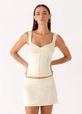 Posy Satin Top - Ivory