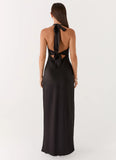 Heavy Hearted Satin Maxi Dress Black