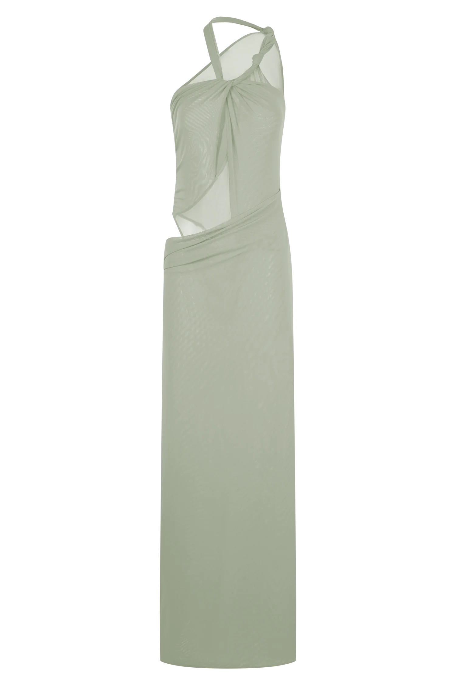 Edwina Knotted Mesh Maxi Dress Sage