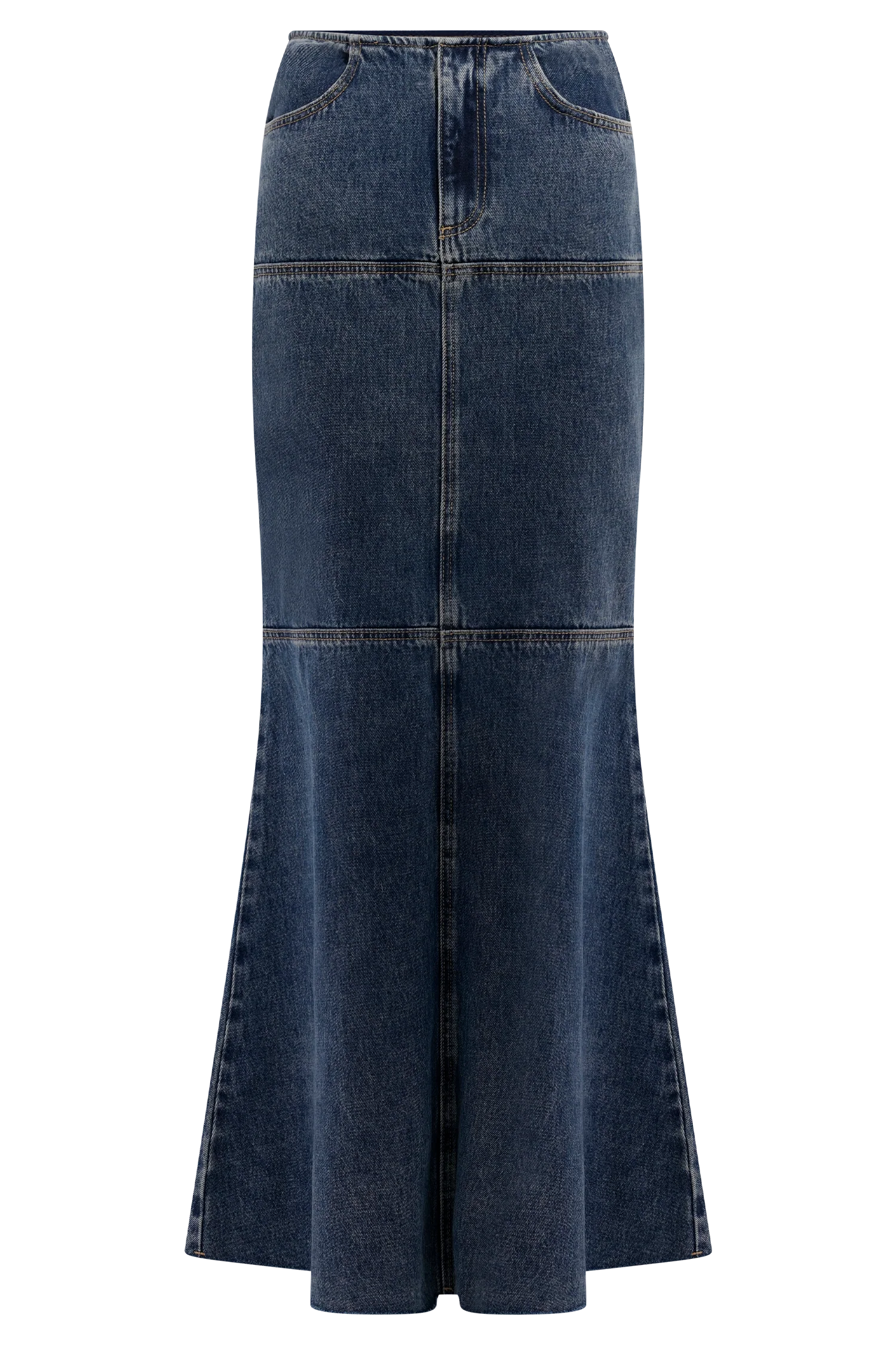 Loretta Denim Maxi Skirt Washed Dark Blue