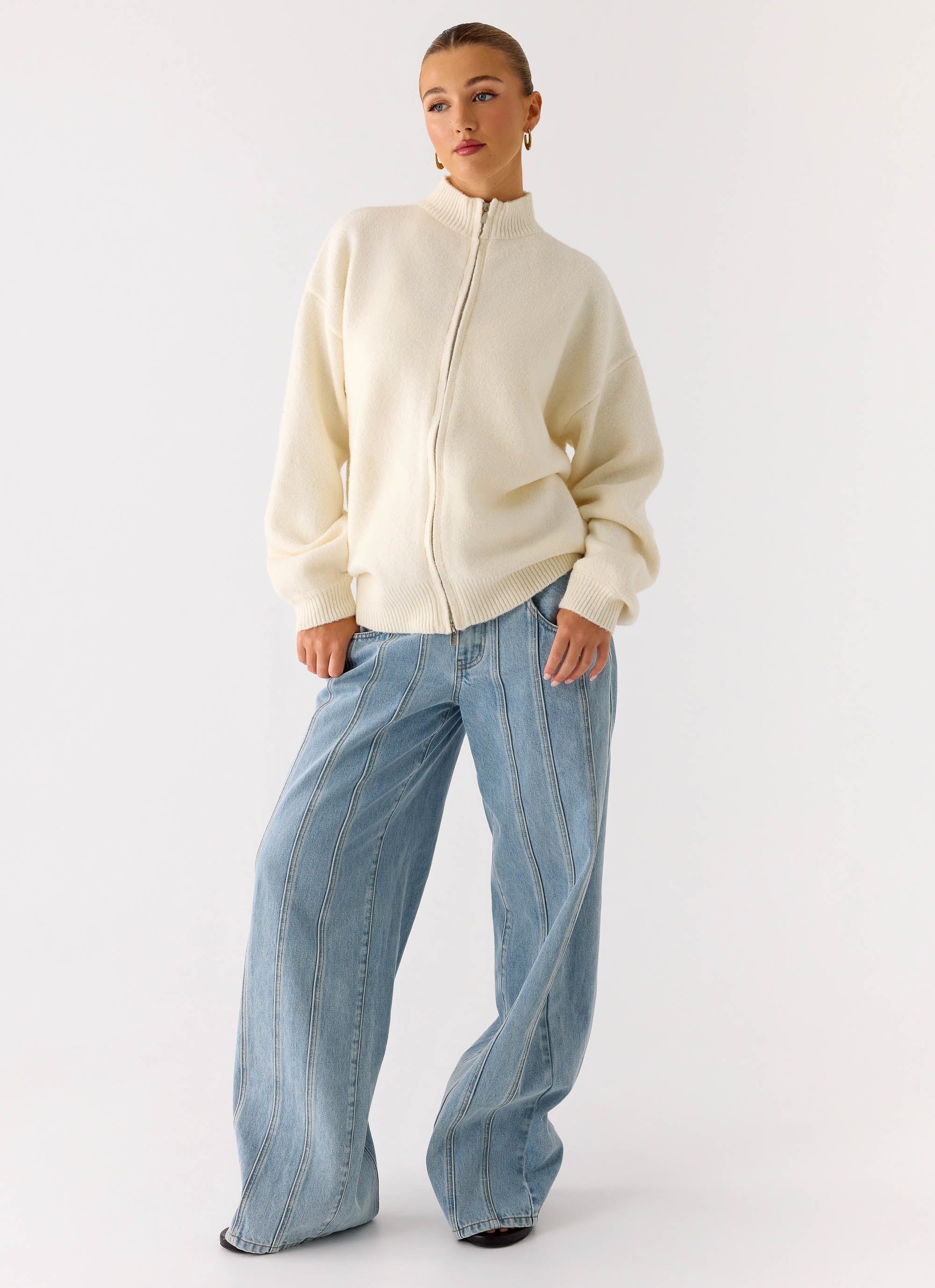Davy Knit Zip Jacket Ivory