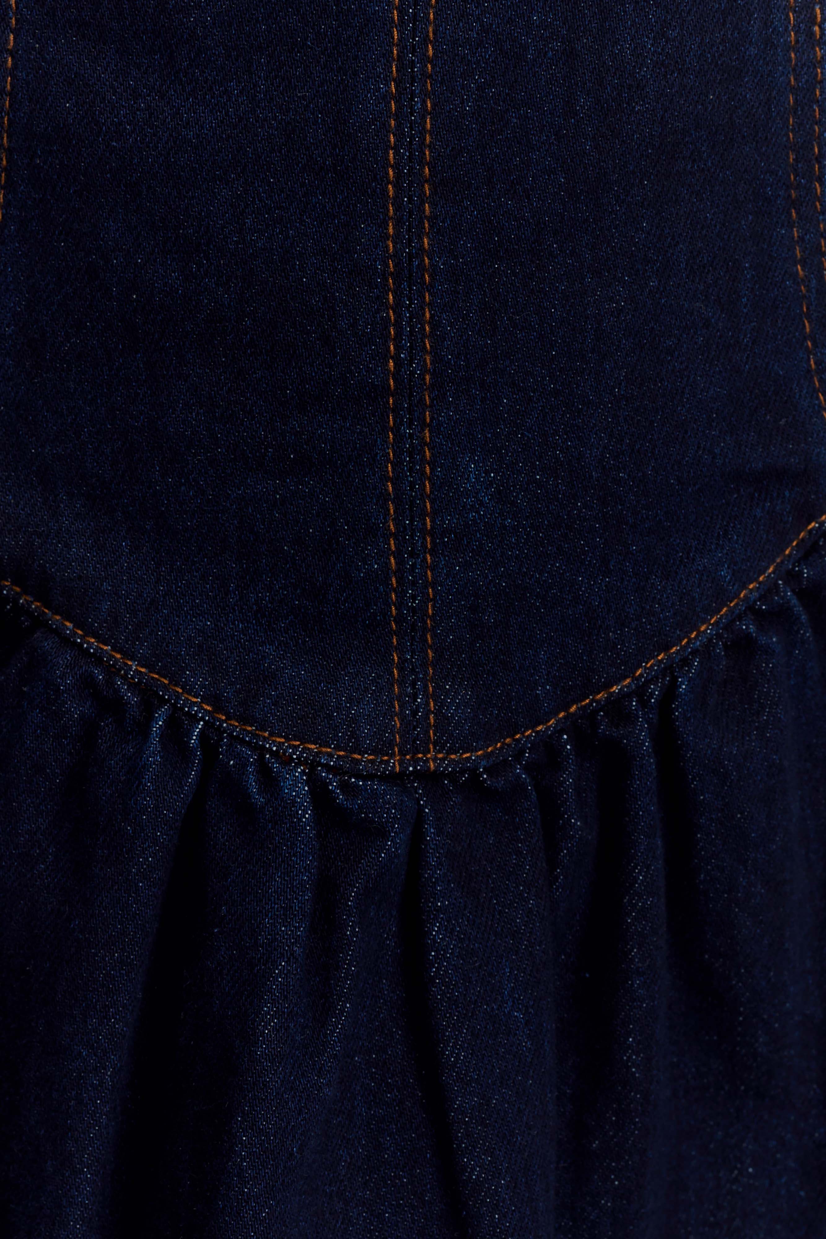 Cheyenne Scallop Denim Mini Dress Indigo Blue