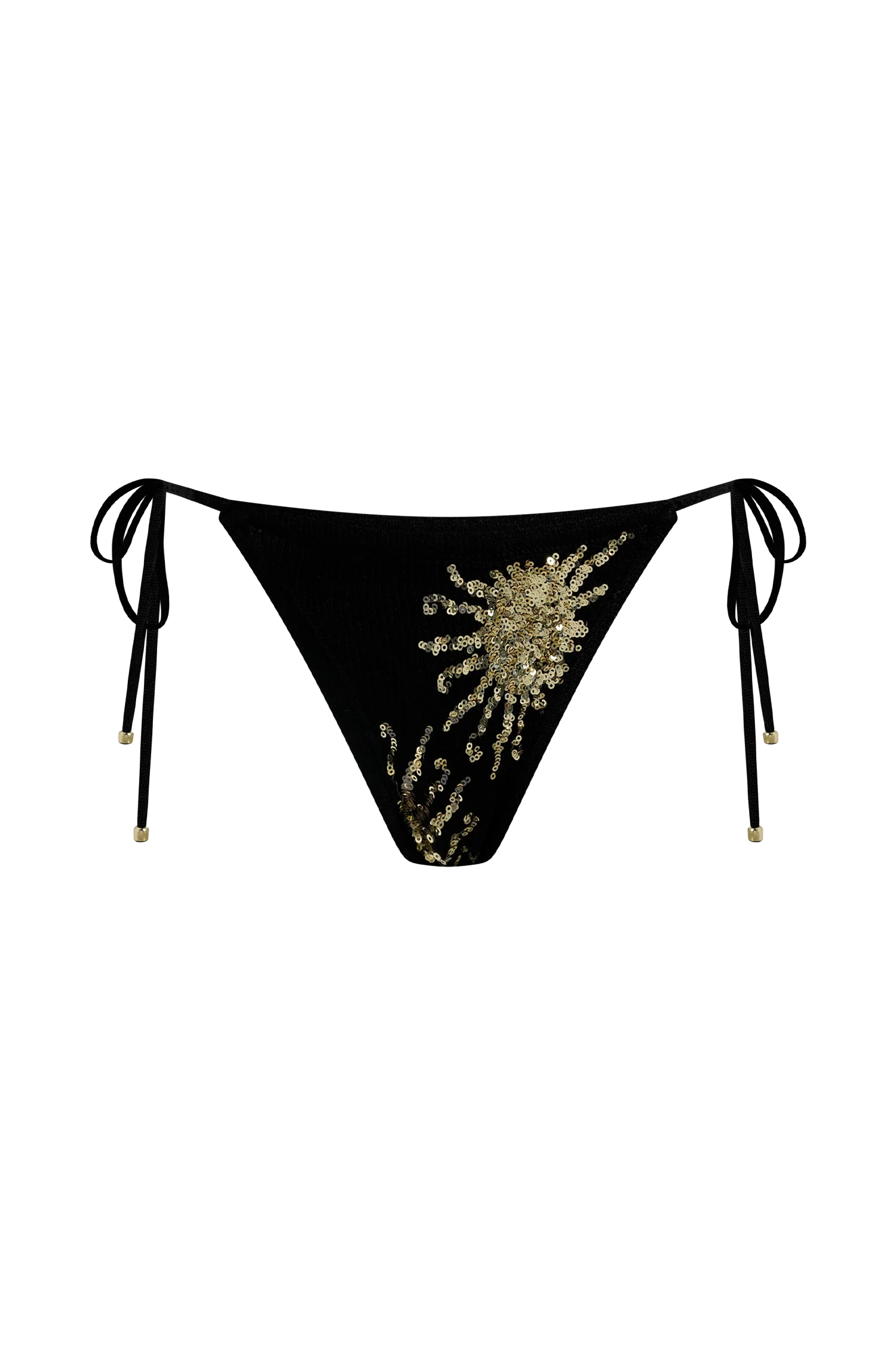 Huntleigh Crochet Bikini Bottom Black Gold Sunshine Print