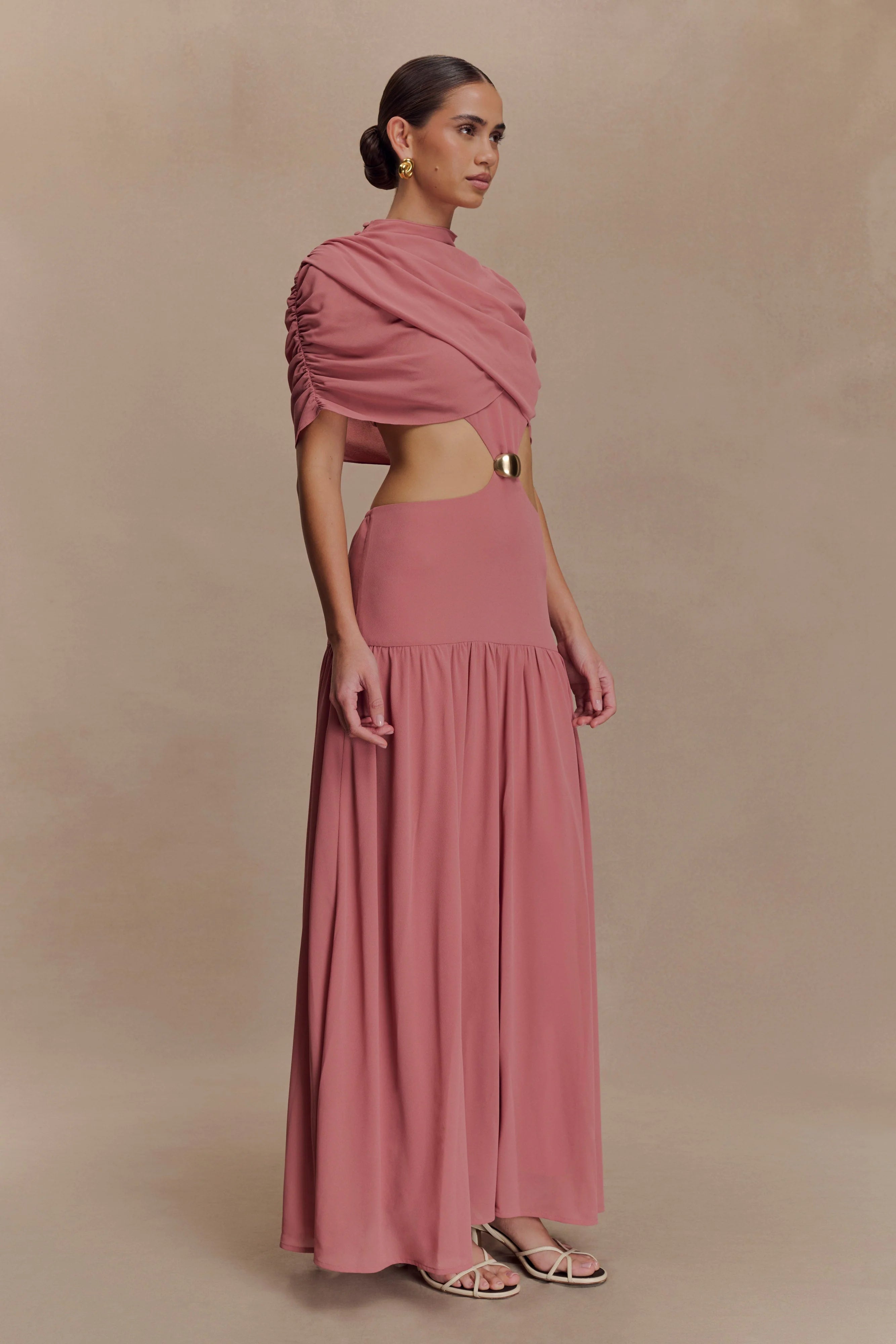 Georgina Chiffon Midi Dress Burnt Rose