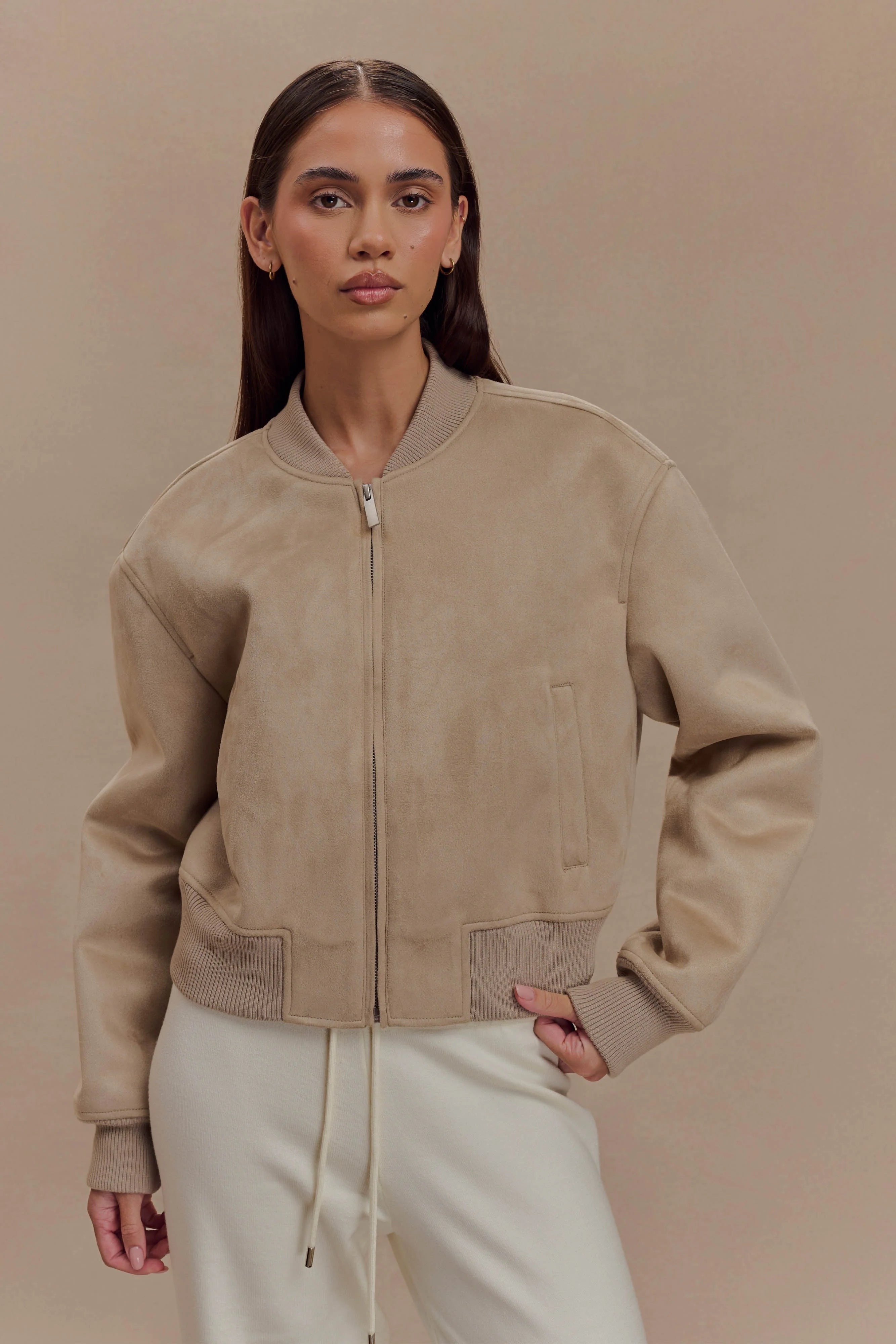 Rudy Suede Bomber Jacket Sand