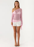 Telling Me Shimmer Knit Top - Pink