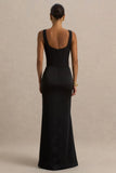 Morgan Black Satin Corset Maxi Dress