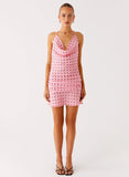 Cyna Cowl Mini Dress Strawberry Dot