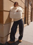 Virginia Cropped Faux Fur Jacket Ivory