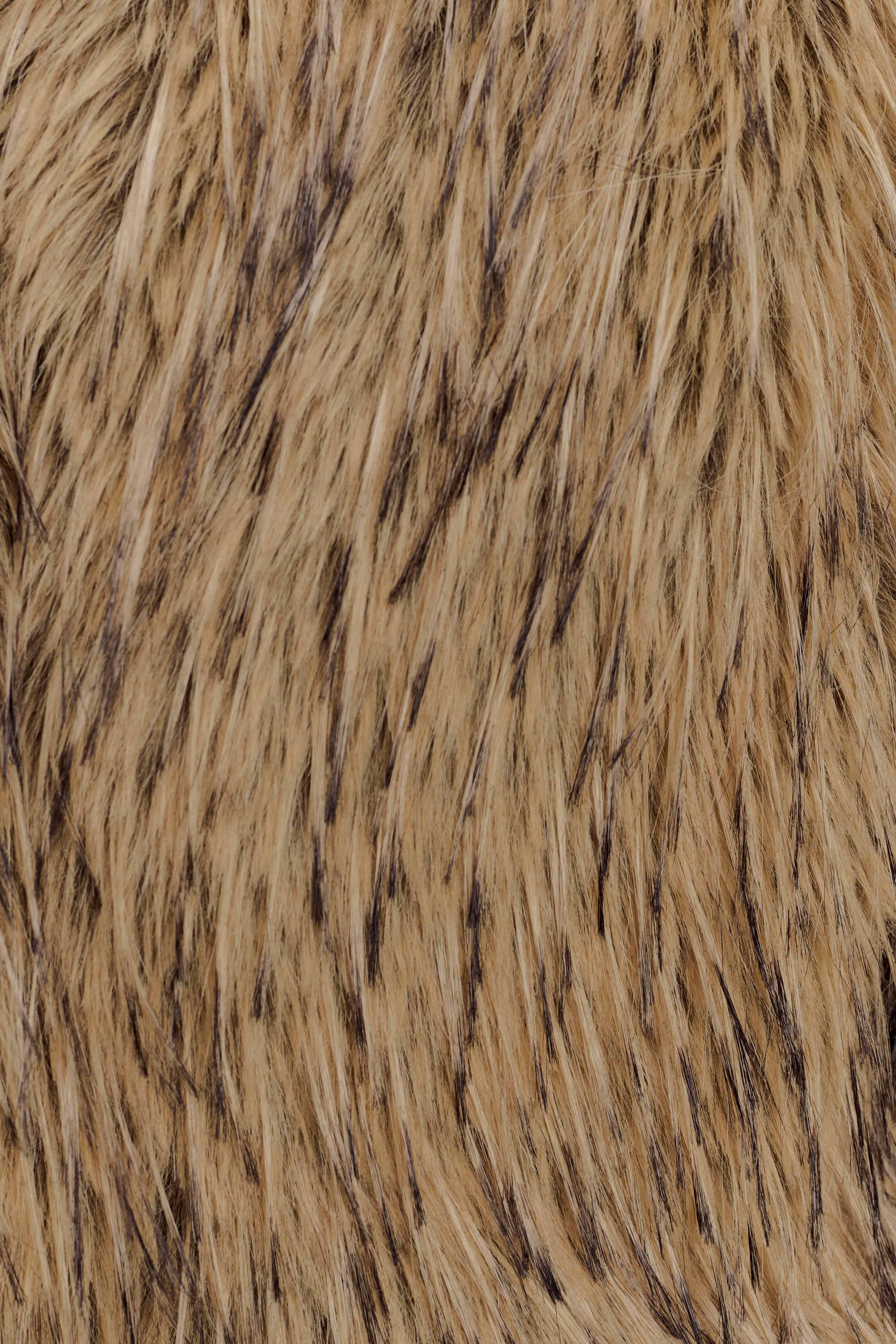 Ottie Mongolian Faux Fur Cropped Jacket Brown Multi
