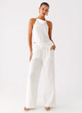 Delong Low Rise Linen Pants White