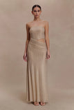 Starla Strapless Diamante Maxi Dress Gold