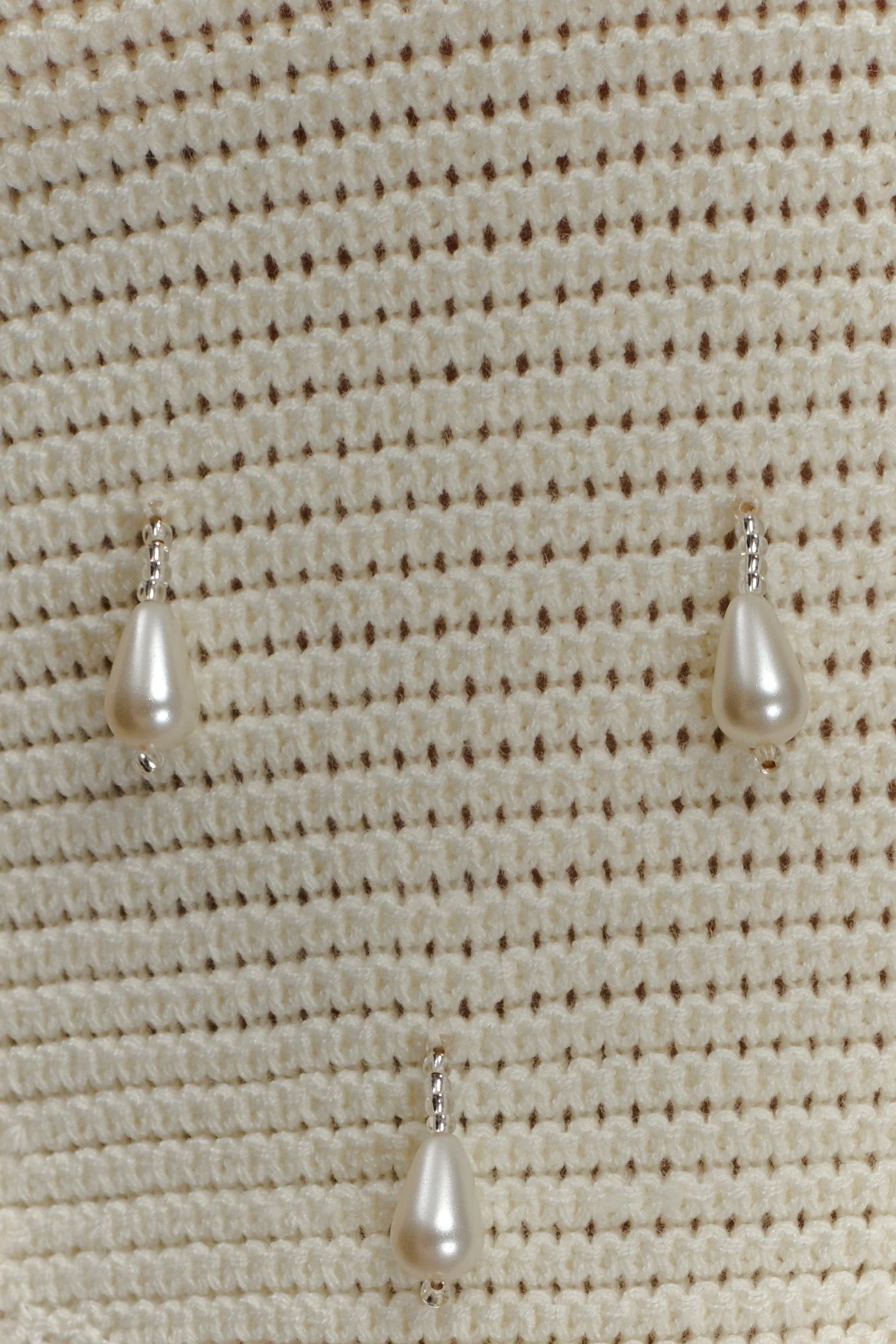 Aletta Knit Pearl Halter Top Ivory