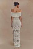 Solstice Off Shoulder Crochet Knit Maxi Dress Ivory