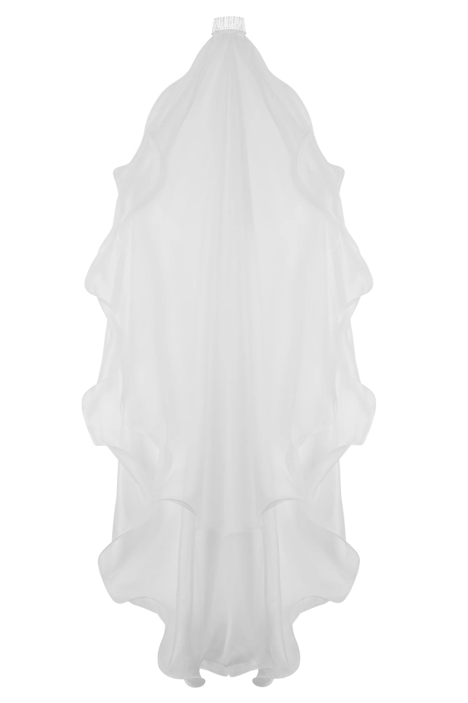 Asteria Draped Chiffon Veil Ivory