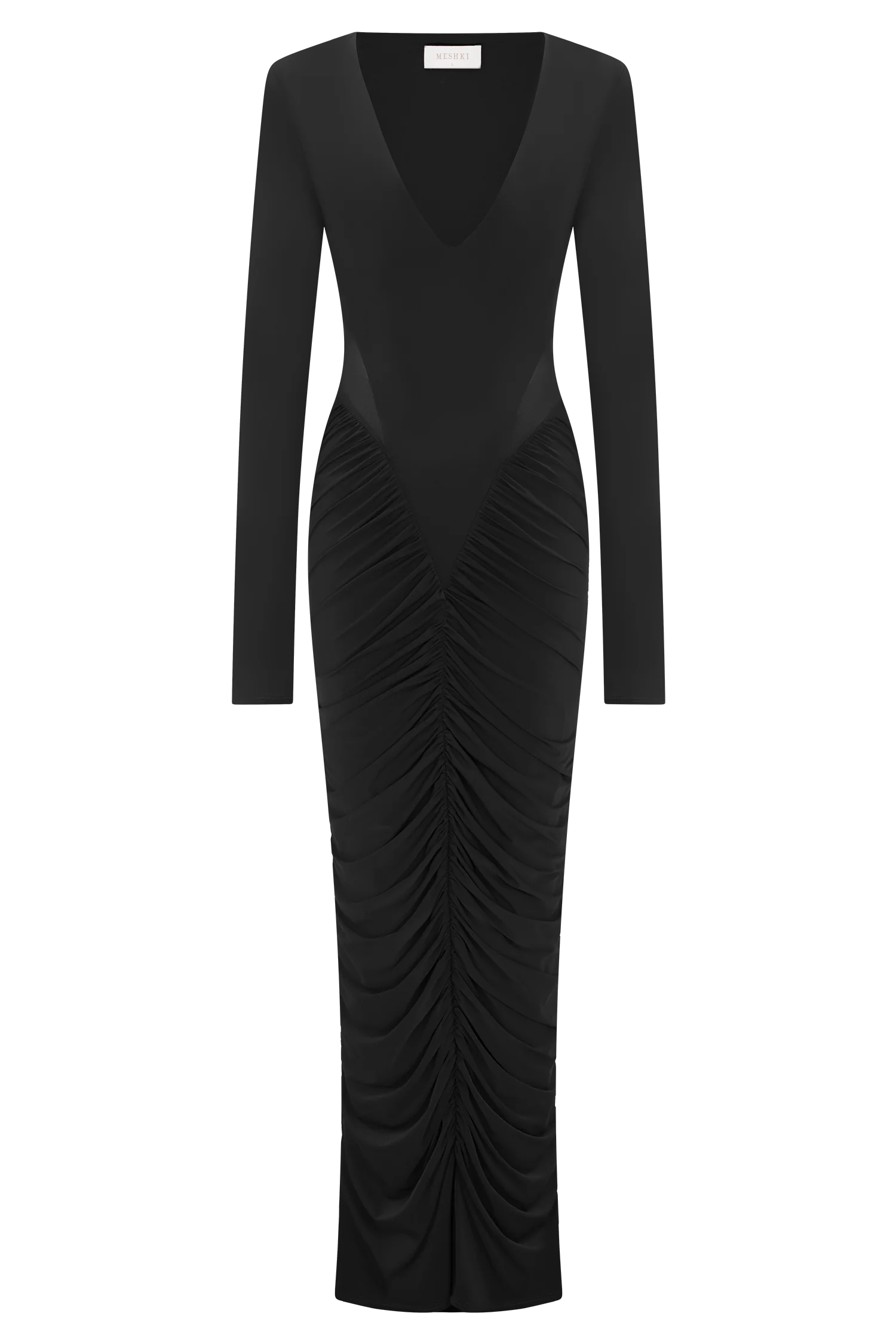 Louanne Slinky Long Sleeve Maxi Dress Black