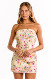 Ellie Yellow Bloom Strapless Mini Dress