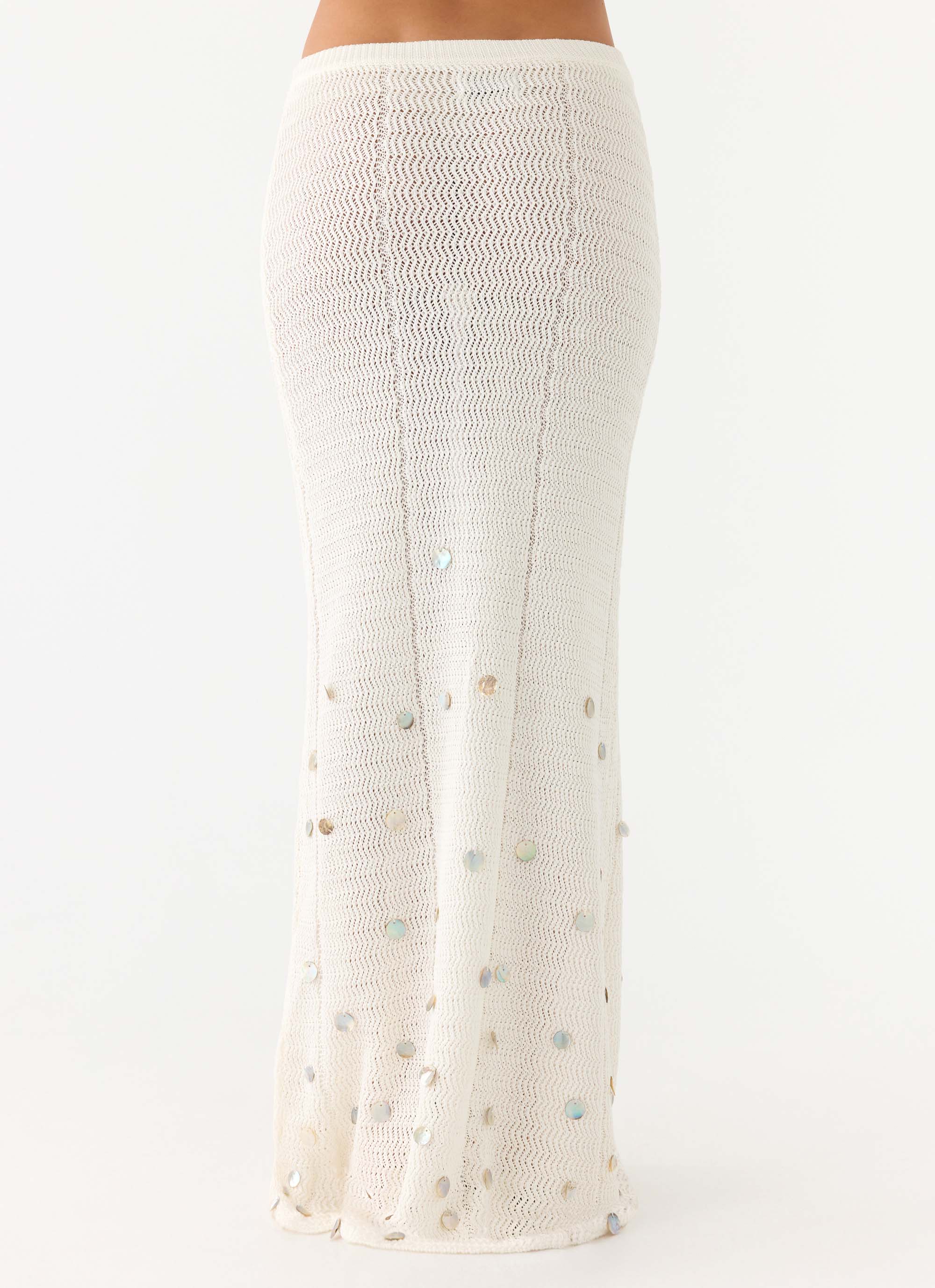 Adelaida Beaded Crochet Maxi Skirt Ivory