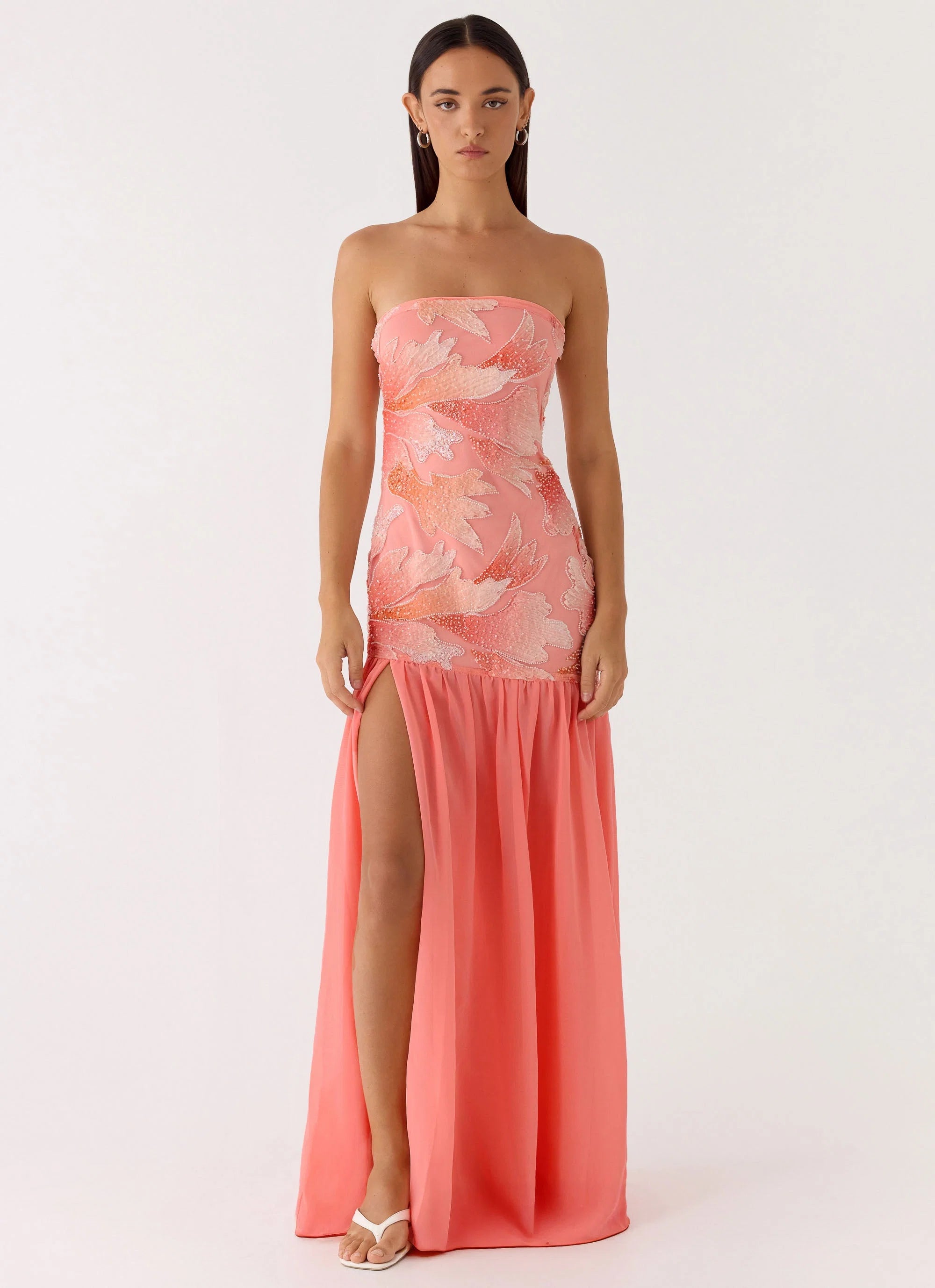 Allana Beaded Maxi Dress Papaya