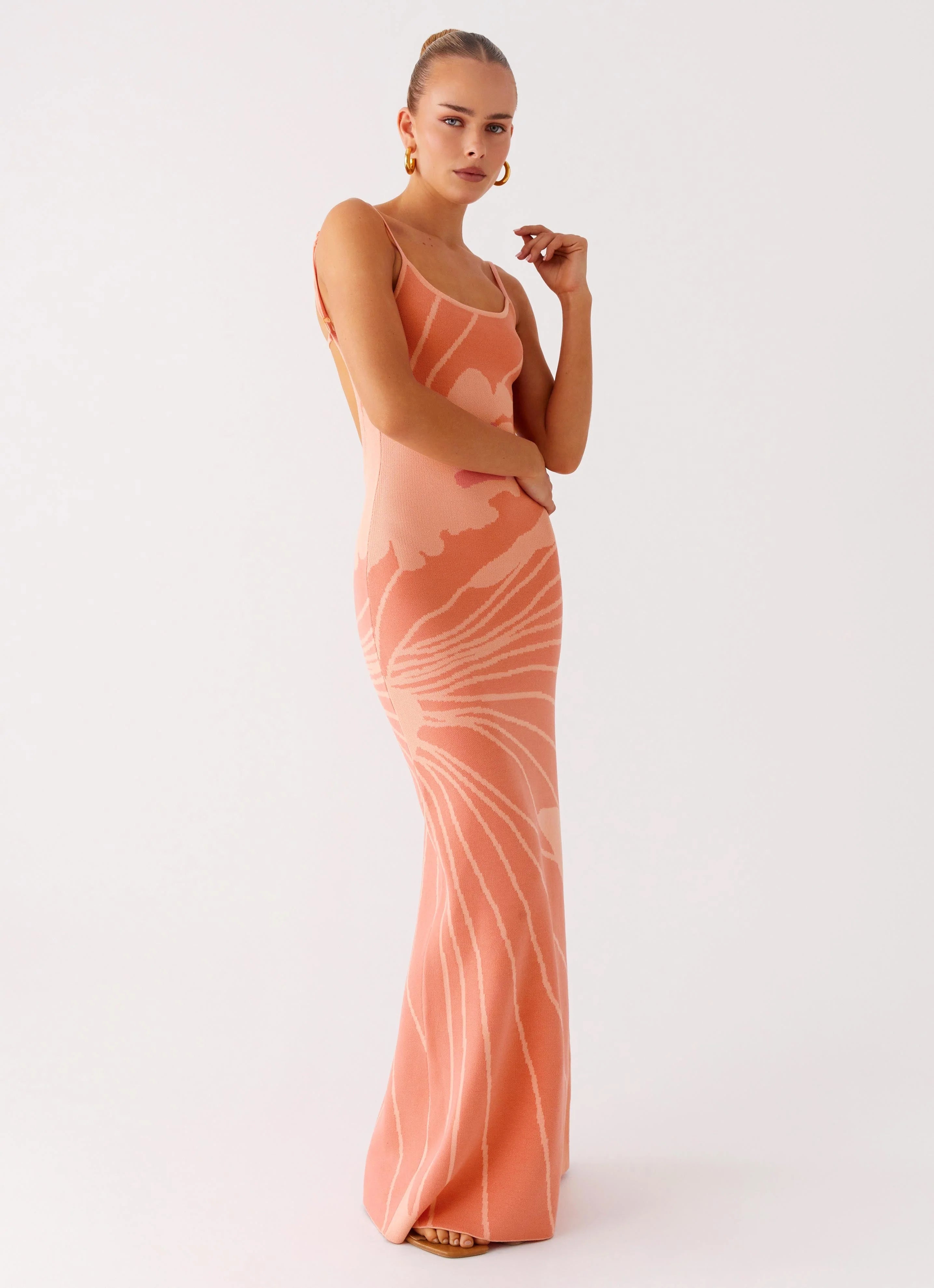 Bliss View Knit Maxi Dress Peach