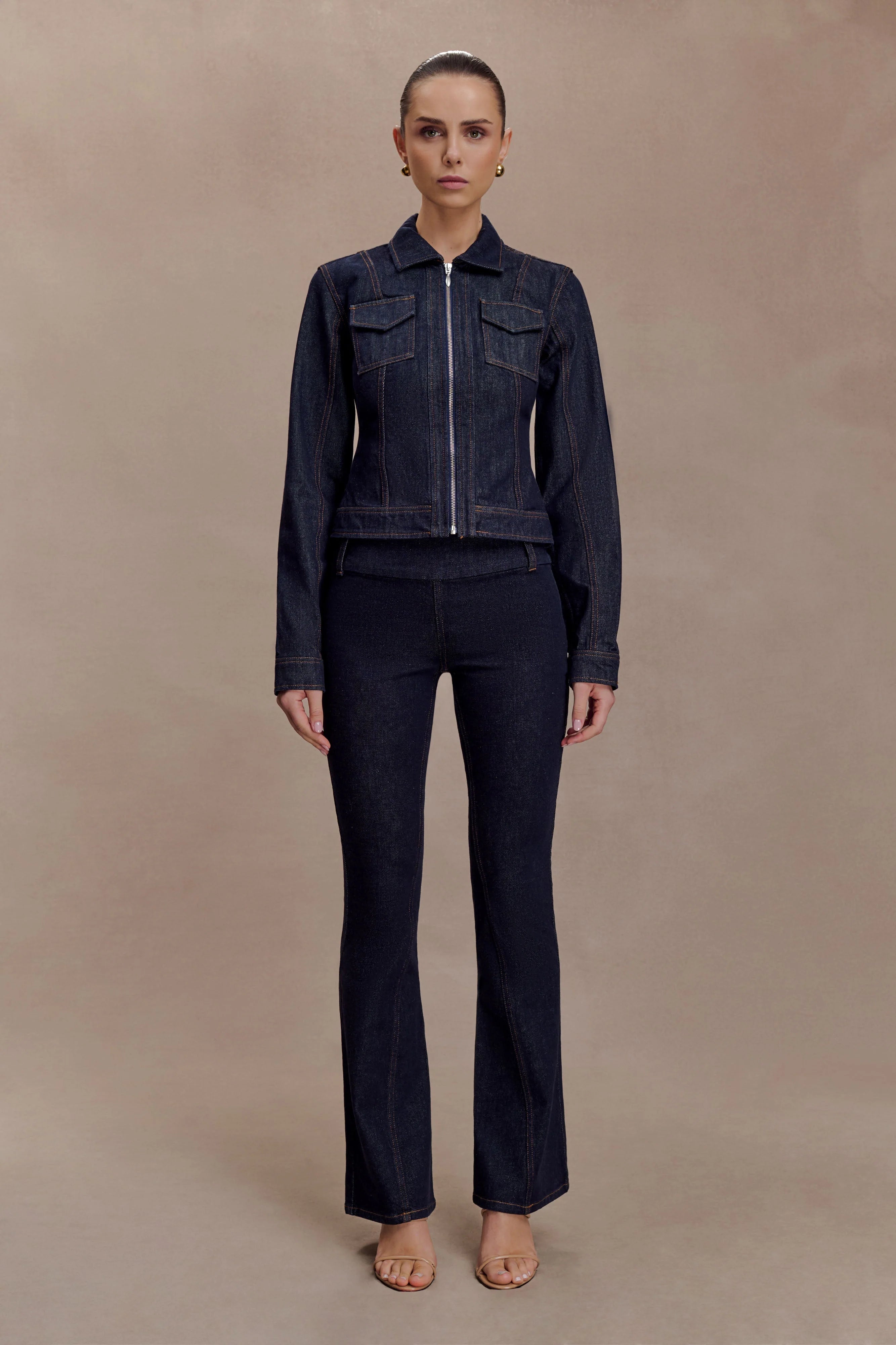 Shelly Flared Denim Jeans Washed Indigo Blue