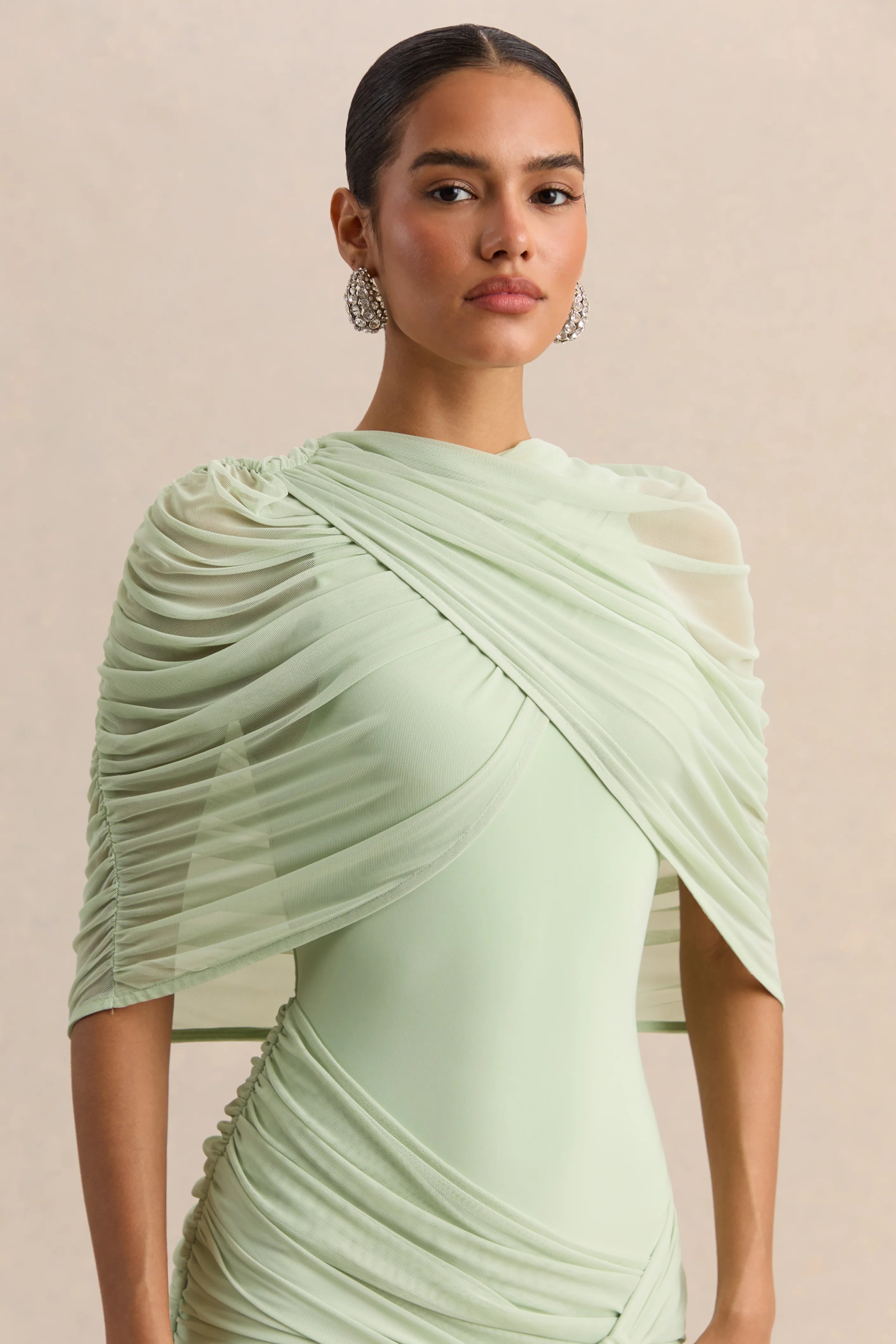 Magoria Mint Mesh Round Neck Cape