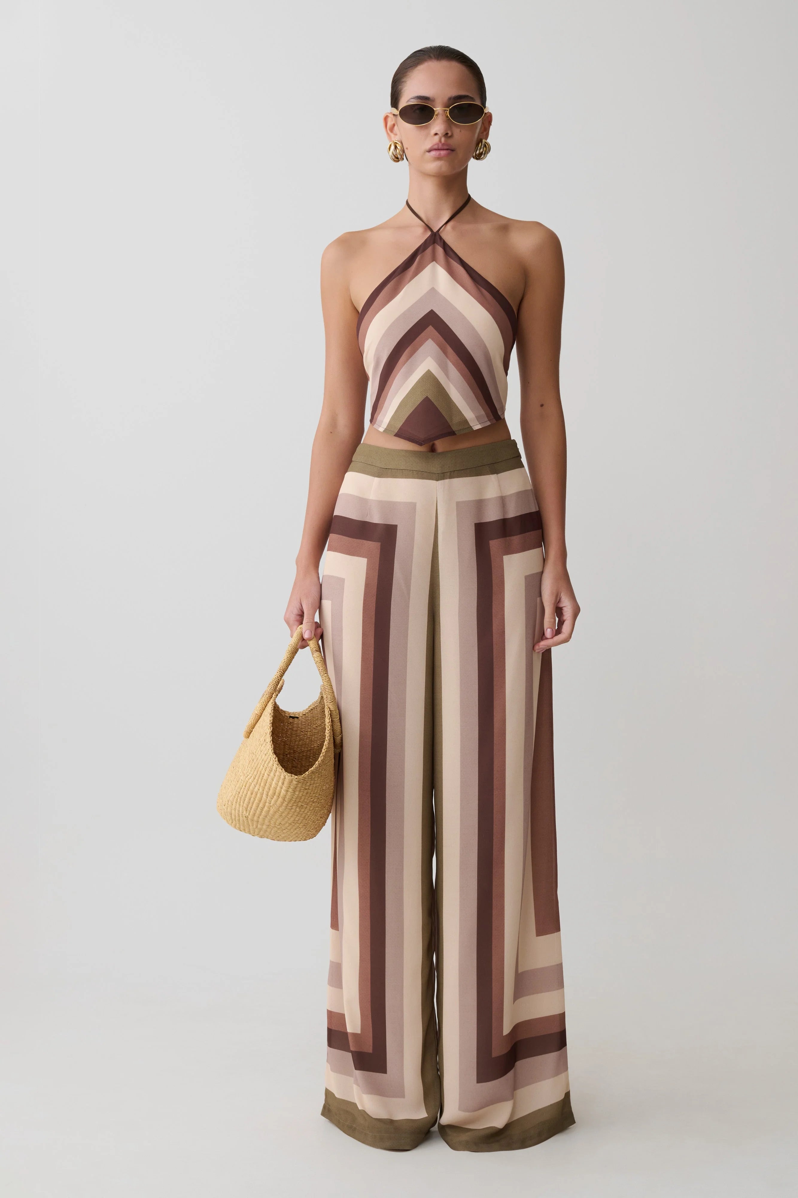 Rachel Chiffon Straight Leg Pants Multi Stripe