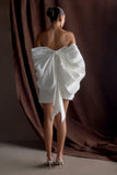 Suzette Taffeta Bow Mini Dress White