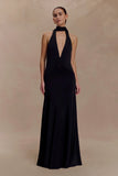 Juliet Slinky Maxi Dress With Scarf Black