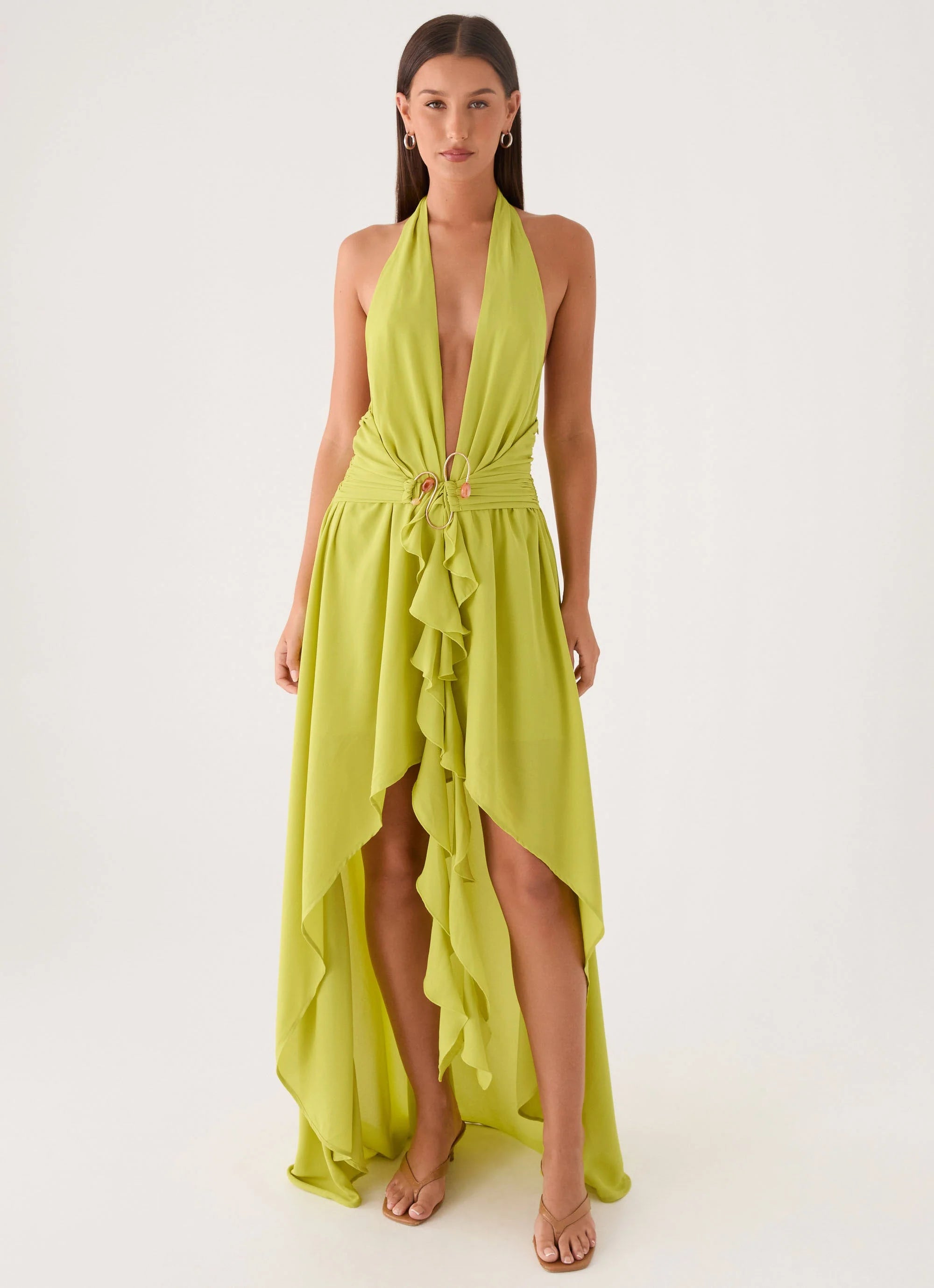 Sinead Halter Maxi Dress Lime