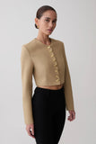 Marielle Button Up Cropped Jacket Taupe