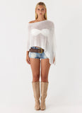 Yas Knit Cape Off White