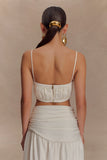 Scottie Shirred Linen Bandeau Oat Marle